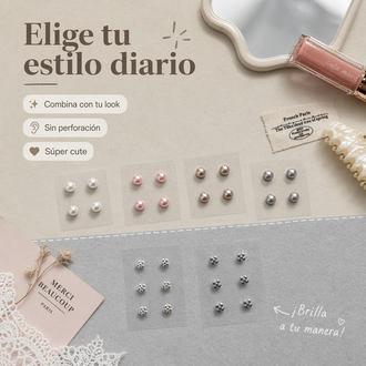 Semillas Auriculares de Perla - Sin Perforaciones, 10 Piezas