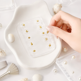 Pegatinas doradas sin perforar estrella luna concha marina | Joyería bohemia para vacaciones y playa