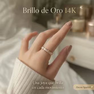 Anillo de Banda de Circonitas T en Oro - Tamaño Estándar