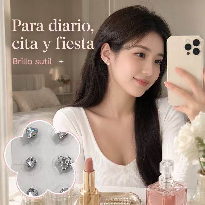 Stickers de Cristal Corazón - Semillas Auriculares 2 en 1, 10 Piezas